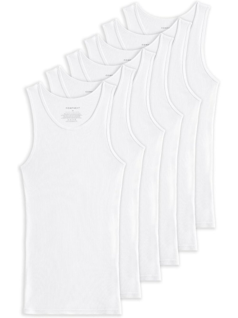 Men's 6-Pack Ribbed Cotton Tank Tops - Comfy Fit Undershirts for Everyday Wear
